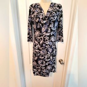 WHBM Black, Gray, and Navy V-neck Dress, XS